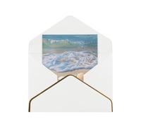 JTNWEC Shells on The Beach Pattern Prints Greeting Card with Gold - Trimmed Pearl Paper, White Birthday Cards for Special Occasions