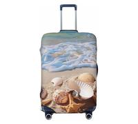 JTNWEC Shells on The Beach Print Travel Luggage Cover - Personalization Elastic Suitcase Protector, Black, M( Fit 22-24 Inch Luggage)
