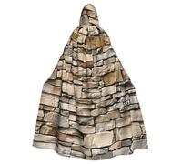 JTNWEC Starry christmas Printed Halloween Hooded Cloak Carnival Halloween Cosplay Costume for Adult, Rustic Rocks Brick Wall, One Size