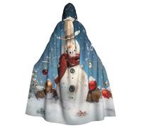 JTNWEC Starry christmas Printed Halloween Hooded Cloak Carnival Halloween Cosplay Costume for Adult, Snowman, One Size