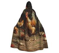 JTNWEC Starry christmas Printed Halloween Hooded Cloak Carnival Halloween Cosplay Costume for Adult, Roast Chicken Hen Farm, One Size
