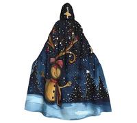 JTNWEC Starry christmas Printed Halloween Hooded Cloak Carnival Halloween Cosplay Costume for Adult, Starry Christmas, One Size