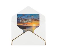 JTNWEC Sunrise Over Hanauma Bay Oahu Hawaii Pattern Prints Greeting Card with Gold - Trimmed Pearl Paper, White Birthday Cards for Special Occasions