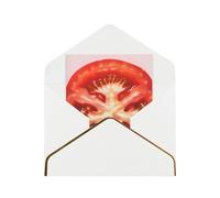 JTNWEC Tomato Slice Pattern Prints Greeting Card with Gold - Trimmed Pearl Paper, White Birthday Cards for Special Occasions