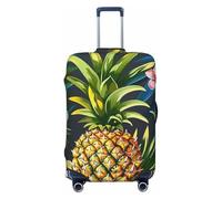 JTNWEC Tropical Pineapple Hawaiian Print Travel Luggage Cover - Personalization Elastic Suitcase Protector, Black, L( Fit 25-28 Inch Luggage)