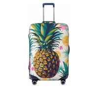 JTNWEC Tropical Pineapple Print Travel Luggage Cover - Personalization Elastic Suitcase Protector, Black, L( Fit 25-28 Inch Luggage)