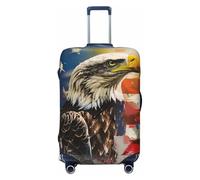 JTNWEC USA Flag Eagle Art Print Travel Luggage Cover - Personalization Elastic Suitcase Protector, Black, XL( Fit 29-32 Inch Luggage)