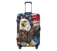 JTNWEC USA Flag Eagle Print Travel Luggage Cover - Personalization Elastic Suitcase Protector, Black, S( Fit 18-21 Inch Luggage)