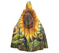 JTNWEC USA Flag Patchwork Printed Halloween Hooded Cloak Carnival Halloween Cosplay Costume for Adult, You Are My Sunshine Sunflower, One Size