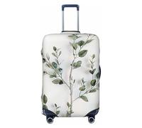 JTNWEC White Natural Greenery Twig Print Travel Luggage Cover - Personalization Elastic Suitcase Protector, Black, L( Fit 25-28 Inch Luggage)