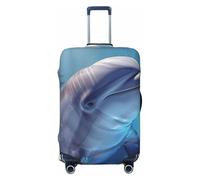 JTNWEC winter the dolphin Print Travel Luggage Cover - Personalization Elastic Suitcase Protector, Black, L( Fit 25-28 Inch Luggage)