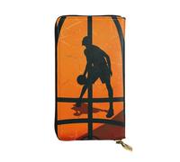 JTNWEC Women's Leather Wallet - Basketball Art Prints Coin Purse Travel Card Holder Zipper Purse Cell Phone Handbag, Black, One Size, Modern, Black, One Size, Modern