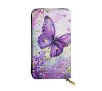 JTNWEC Women's Leather Wallet - Beautiful Butterfly Art Prints Coin Purse Travel Card Holder Zipper Purse Cell Phone Handbag, Black, One Size, Modern, Black, One Size, Modern
