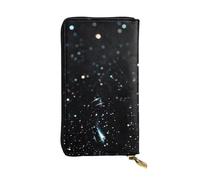 JTNWEC Women's Leather Wallet - black glitter Prints Coin Purse Travel Card Holder Zipper Purse Cell Phone Handbag, Black, One Size, Modern, Black, One Size, Modern