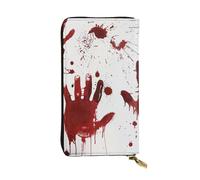 JTNWEC Women's Leather Wallet - Bloody Handprints Prints Coin Purse Travel Card Holder Zipper Purse Cell Phone Handbag, Black, One Size, Modern, Black, One Size, Modern