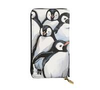 JTNWEC Women's Leather Wallet - Cute Baby Penguins Sketch Prints Coin Purse Travel Card Holder Zipper Purse Cell Phone Handbag, Black, One Size, Modern, Black, One Size, Modern