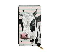 JTNWEC Women's Leather Wallet - Cute Cow Polka Dot Prints Coin Purse Travel Card Holder Zipper Purse Cell Phone Handbag, Black, One Size, Modern, Black, One Size, Modern