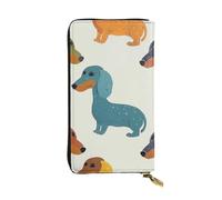 JTNWEC Women's Leather Wallet - Cute Dachshound Dogs Prints Coin Purse Travel Card Holder Zipper Purse Cell Phone Handbag, Black, One Size, Modern, Black, One Size, Modern
