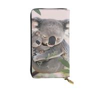 JTNWEC Women's Leather Wallet - Cute Koala MOM and Baby Prints Coin Purse Travel Card Holder Zipper Purse Cell Phone Handbag, Black, One Size, Modern, Black, One Size, Modern