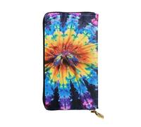 JTNWEC Women's Leather Wallet - Exotic Tribe Tie Dye Style Prints Coin Purse Travel Card Holder Zipper Purse Cell Phone Handbag, Black, One Size, Modern, Black, One Size, Modern