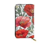 JTNWEC Women's Leather Wallet - flower pattern Art Prints Coin Purse Travel Card Holder Zipper Purse Cell Phone Handbag, Black, One Size, Modern, Black, One Size, Modern