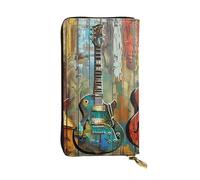 JTNWEC Women's Leather Wallet - guitars art Prints Coin Purse Travel Card Holder Zipper Purse Cell Phone Handbag, Black, One Size, Modern, Black, One Size, Modern