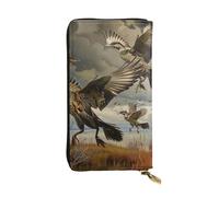 JTNWEC Women's Leather Wallet - Hunting Flying Wild Prints Coin Purse Travel Card Holder Zipper Purse Cell Phone Handbag, Black, One Size, Modern, Black, One Size, Modern