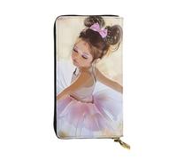 JTNWEC Women's Leather Wallet - Little Ballerina Dancing Girl Prints Coin Purse Travel Card Holder Zipper Purse Cell Phone Handbag, Black, One Size, Modern, Black, One Size, Modern