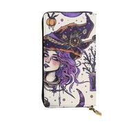 JTNWEC Women's Leather Wallet - Magic Witch Witchcraft Bohemian Drawing Prints Coin Purse Travel Card Holder Zipper Purse Cell Phone Handbag, Black, One Size, Modern, Black, One Size, Modern