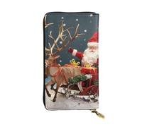 JTNWEC Women's Leather Wallet - Merry Christmas Art Prints Coin Purse Travel Card Holder Zipper Purse Cell Phone Handbag, Black, One Size, Modern, Black, One Size, Modern