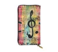 JTNWEC Women's Leather Wallet - Music Note Prints Coin Purse Travel Card Holder Zipper Purse Cell Phone Handbag, Black, One Size, Modern, Black, One Size, Modern