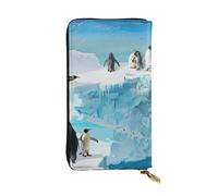 JTNWEC Women's Leather Wallet - Penguin on the Iceberg Prints Coin Purse Travel Card Holder Zipper Purse Cell Phone Handbag, Black, One Size, Modern, Black, One Size, Modern