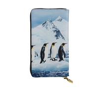 JTNWEC Women's Leather Wallet - Penguins On The Iceberg Prints Coin Purse Travel Card Holder Zipper Purse Cell Phone Handbag, Black, One Size, Modern, Black, One Size, Modern