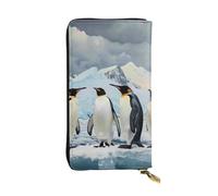 JTNWEC Women's Leather Wallet - Penguins on the Iceberg Prints Coin Purse Travel Card Holder Zipper Purse Cell Phone Handbag, Black, One Size, Modern, Black, One Size, Modern