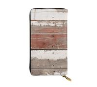 JTNWEC Women's Leather Wallet - Rustic Old Barn Wood Prints Coin Purse Travel Card Holder Zipper Purse Cell Phone Handbag, Black, One Size, Modern, Black, One Size, Modern