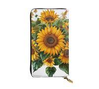 JTNWEC Women's Leather Wallet - Sunflowers art Prints Coin Purse Travel Card Holder Zipper Purse Cell Phone Handbag, Black, One Size, Modern, Black, One Size, Modern