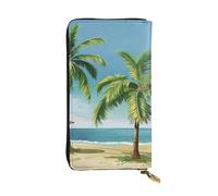 JTNWEC Women's Leather Wallet - Tropical Palm Tree Prints Coin Purse Travel Card Holder Zipper Purse Cell Phone Handbag, Black, One Size, Modern, Black, One Size, Modern