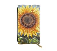 JTNWEC Women's Leather Wallet - You Are My Sunshine Sunflower Prints Coin Purse Travel Card Holder Zipper Purse Cell Phone Handbag, Black, One Size, Modern, Black, One Size, Modern