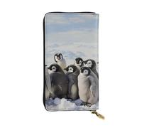 JTNWEC Women's Leather Wallet - Young Penguins With Snow Prints Coin Purse Travel Card Holder Zipper Purse Cell Phone Handbag, Black, One Size, Modern, Black, One Size, Modern