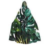 JTNWEC World War 2 Aircraft Airplane Printed Halloween Hooded Cloak Carnival Halloween Cosplay Costume for Adult, Tropical Leaves, One Size