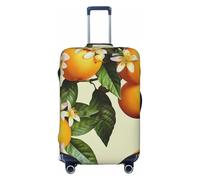 JTNWEC Yellow Blossom And Orange Fruits Print Travel Luggage Cover - Personalization Elastic Suitcase Protector, Black, S( Fit 18-21 Inch Luggage)