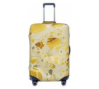 JTNWEC yellow marble Print Travel Luggage Cover - Personalization Elastic Suitcase Protector, Black, L( Fit 25-28 Inch Luggage)