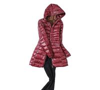 JTNZBTT Womens Lightweight Down Jacket Quilted Windproof Warm Insulated Jacket Hood Quilted Hooded Jacket Ladies Mid Length Down Jacket Ladies Mid Length Down Jacket (Red#Small 2 Sizes, XL)