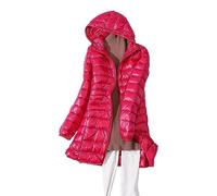 JTNZBTT Womens Lightweight Down Jacket Quilted Windproof Warm Insulated Jacket Hood Quilted Hooded Jacket Ladies Mid Length Down Jacket Ladies Mid Length Down Jacket (Hot Pink#Small 2 Sizes, L)