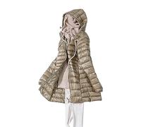 JTNZBTT Womens Lightweight Down Jacket Quilted Windproof Warm Insulated Jacket Hood Quilted Hooded Jacket Ladies Mid Length Down Jacket Ladies Mid Length Down Jacket (Rose Gold#Small 2 Sizes, L)