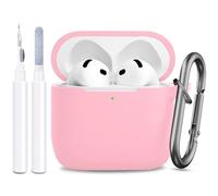 JTOMEI Compatible with AirPods 4th Generation Case Cover, Soft Protective Silicone Skin with Clean Kit Accessories for Apple AirPods 4 Gen 2024, Front Led Visible, Pink