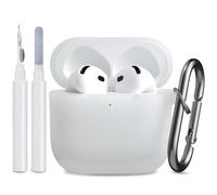 JTOMEI Compatible with AirPods 4th Generation Case Cover, Soft Protective Silicone Skin with Clean Kit Accessories for Apple AirPods 4 Gen 2024, Front Led Visible, Clear