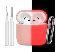 JTOMEI Compatible with AirPods 4th Generation Case Cover, Soft Protective Silicone Skin with Clean Kit Accessories for Apple AirPods 4 Gen 2024, Front Led Visible, Night Glow Red