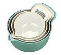JTOOYS 4 Pack Nesting Mixing Bowls Set - with Handle & Easy Pour Spout & Non-Slip Base BPA Free PP Plastic Large Nesting Salad Bowls Set for Kitchen Storage Dishwasher Safe (Green)
