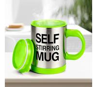 JTOOYS Self Stirring Coffee Mug, Stainless Steel Electric Coffee Mug with Lid 450ml for Coffee Tea Hot Chocolate Milk and Cocoa (Green, Batteries Not Included)